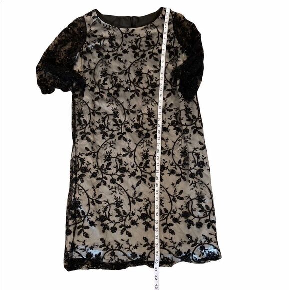 Black Beaded Wilber Underlay 3/4 Sleeve Midi Dress - Picture 6 of 8